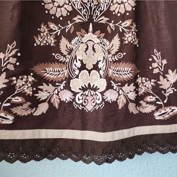 LOFT embroidery eyelet scallop hem side zip cottagecore prairie lined midi skirt - Picture 3 of 14